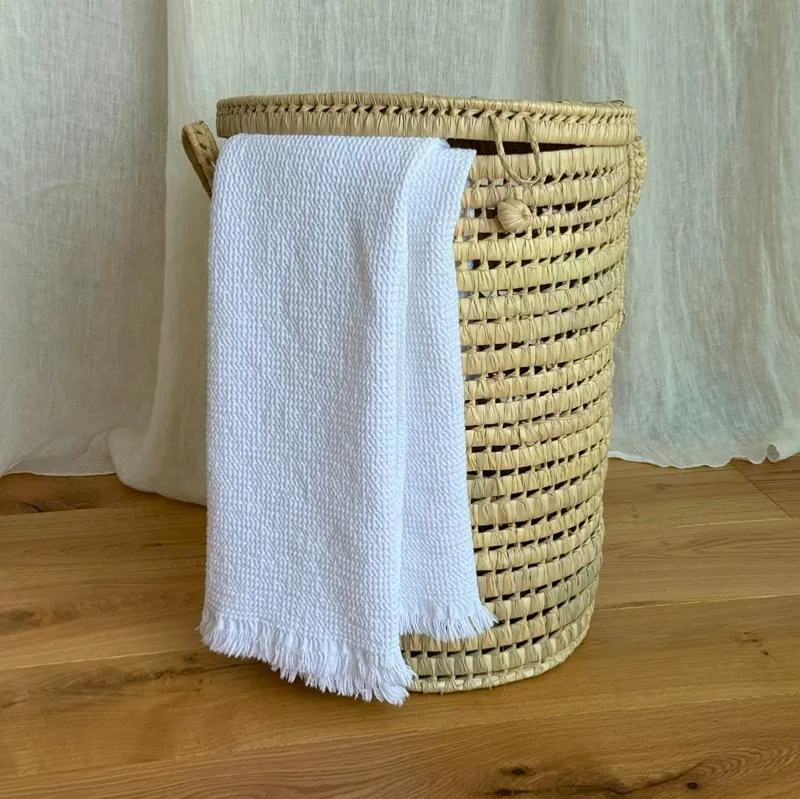 Panier à linge rond en osier avec couvercle - Gamme RIVA
