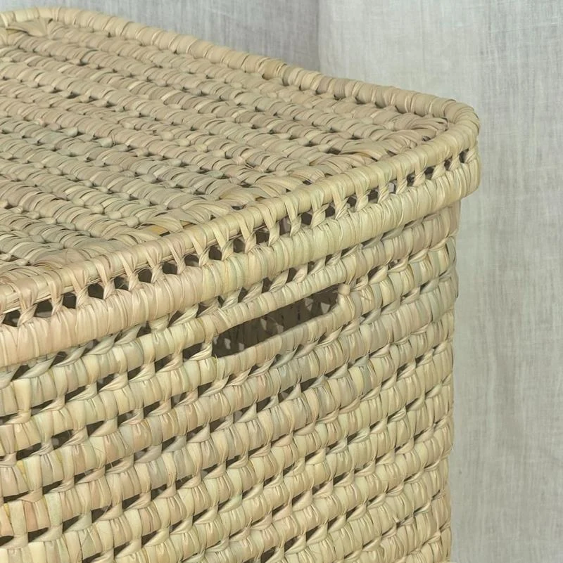 Panier à linge carré en osier avec couvercle - Gamme RIVA