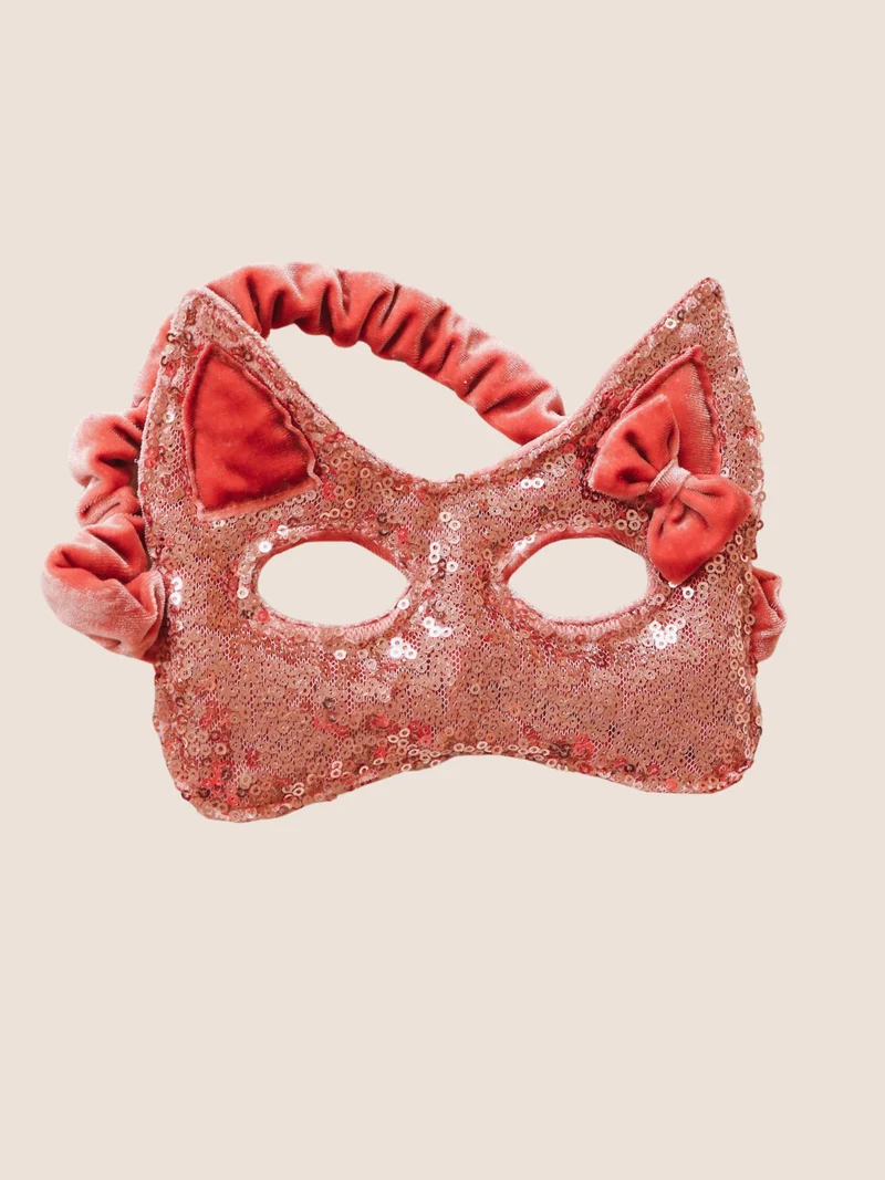 Masque chat rose à sequins