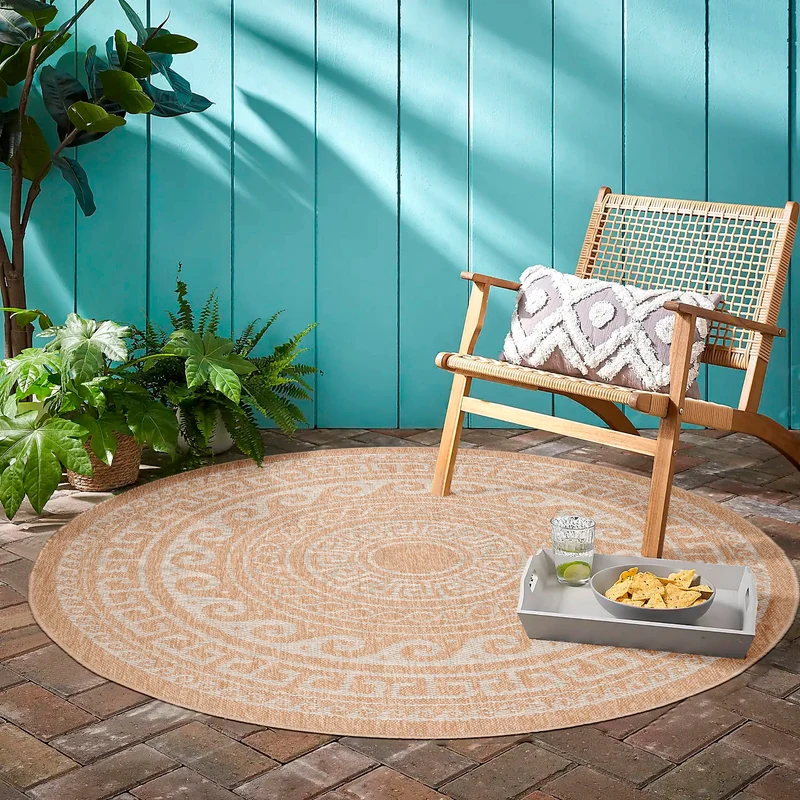 COMILLA - Tapis intérieur/extérieur rond aspect jute beige - COM0887BEI