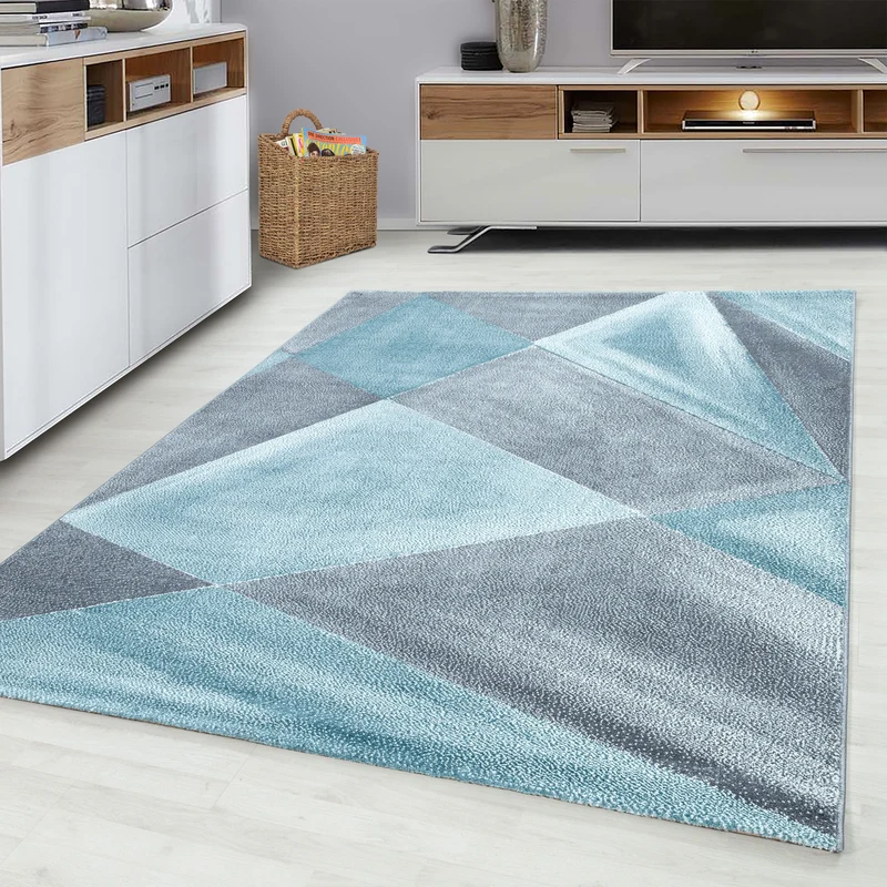 BETA - Tapis de salon à motif graphique bleu - BET1130BLE