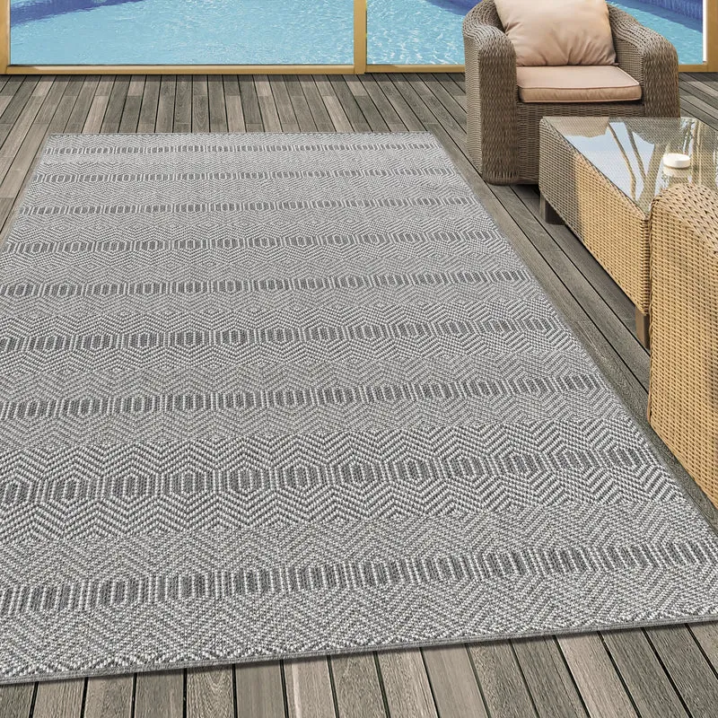 ARUBA - Tapis intérieur / extérieur à motif contemporain gris - ARU4903GRI