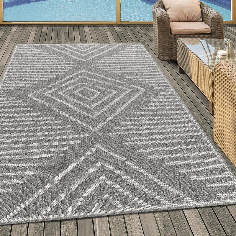 ARUBA - Tapis intérieur / extérieur à motif berbère gris - ARU4902GRI