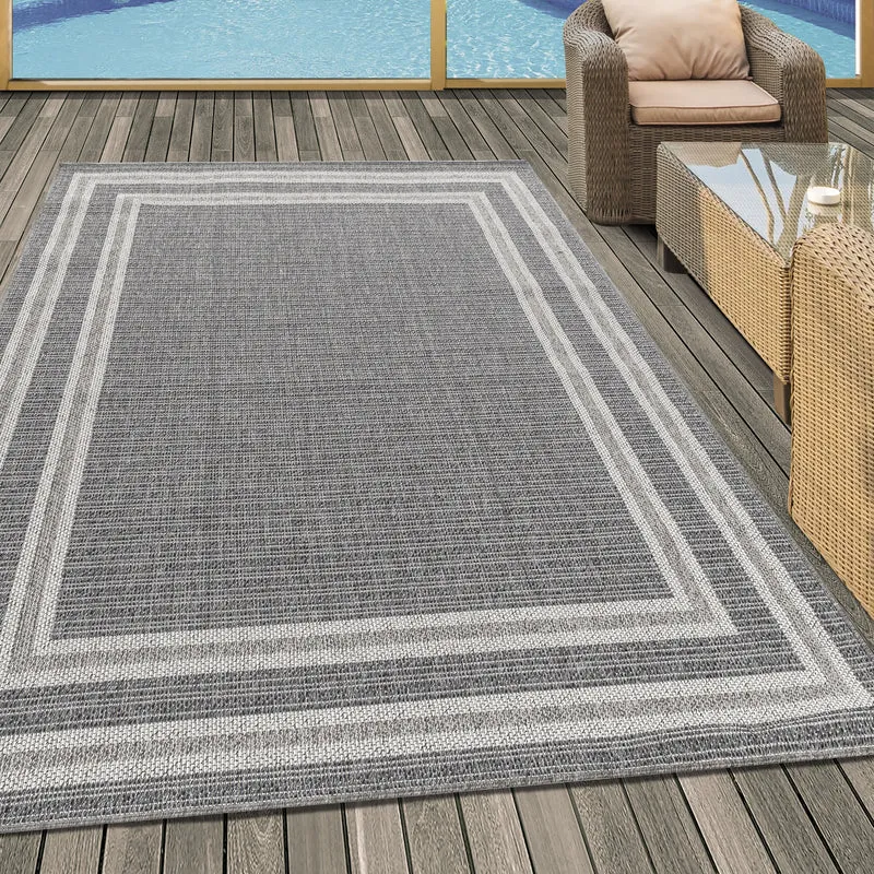 ARUBA - Tapis intérieur / extérieur à motif géométrique gris - ARU4901GRI