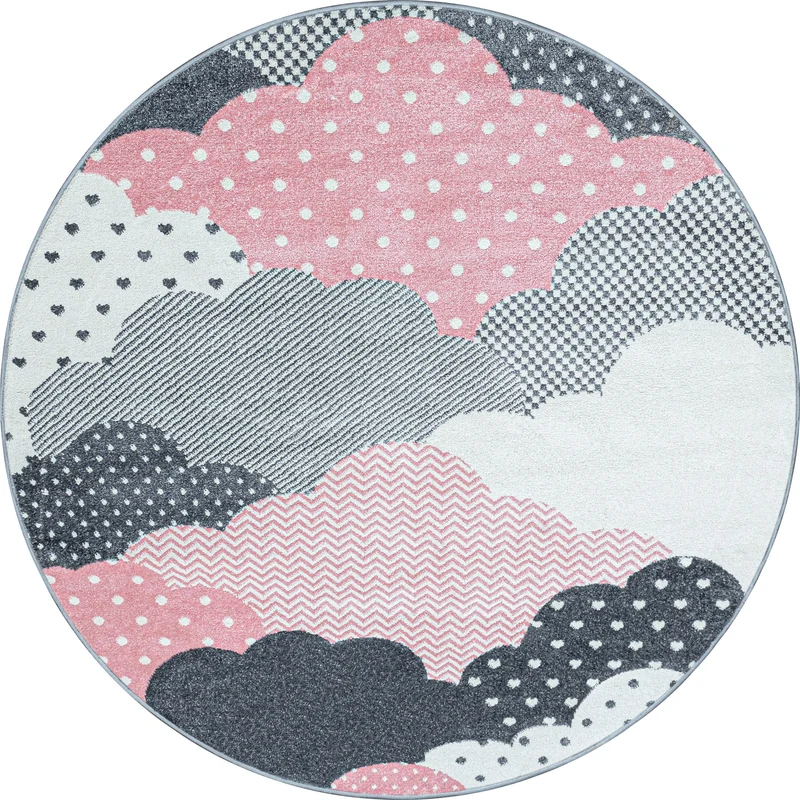 BAMBI - Tapis enfants rond à motif nuage rose - BAM0820ROS