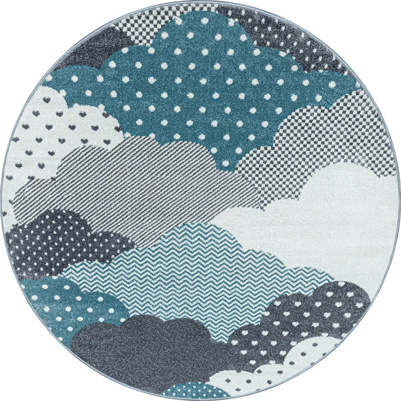 BAMBI - Tapis enfants rond à motif nuage bleu - BAM0820BLE