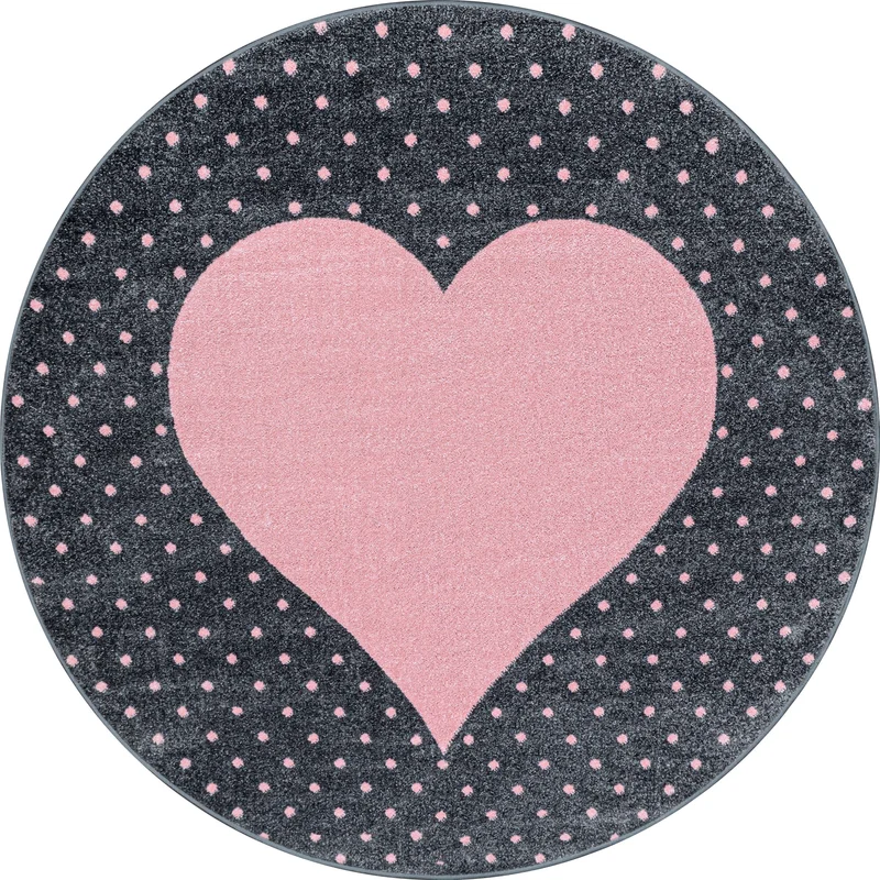 BAMBI - Tapis enfants rond à motif coeur rose - BAM0830ROS
