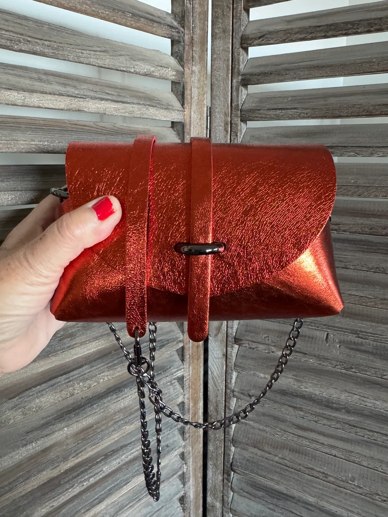 Sac B en cuir rouille irisé métallisé Pumpkin Rock 🔥🔥🔥🔥