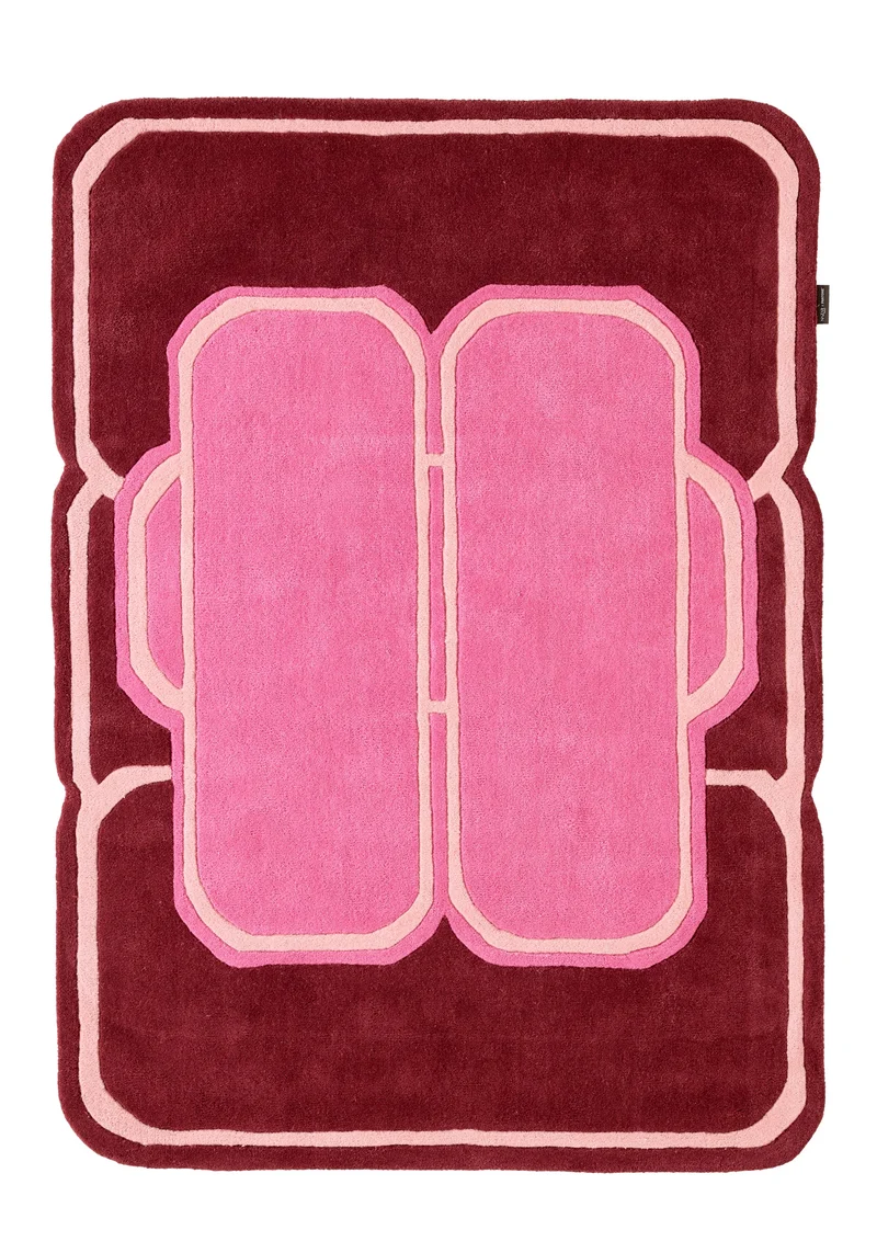 Nuage sucré – Tapis en laine - Rose et Bordeaux