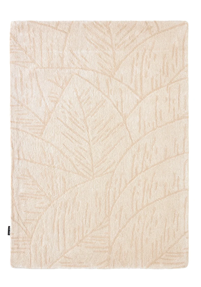 Cèdre blanc – Tapis en laine feuillage - crème