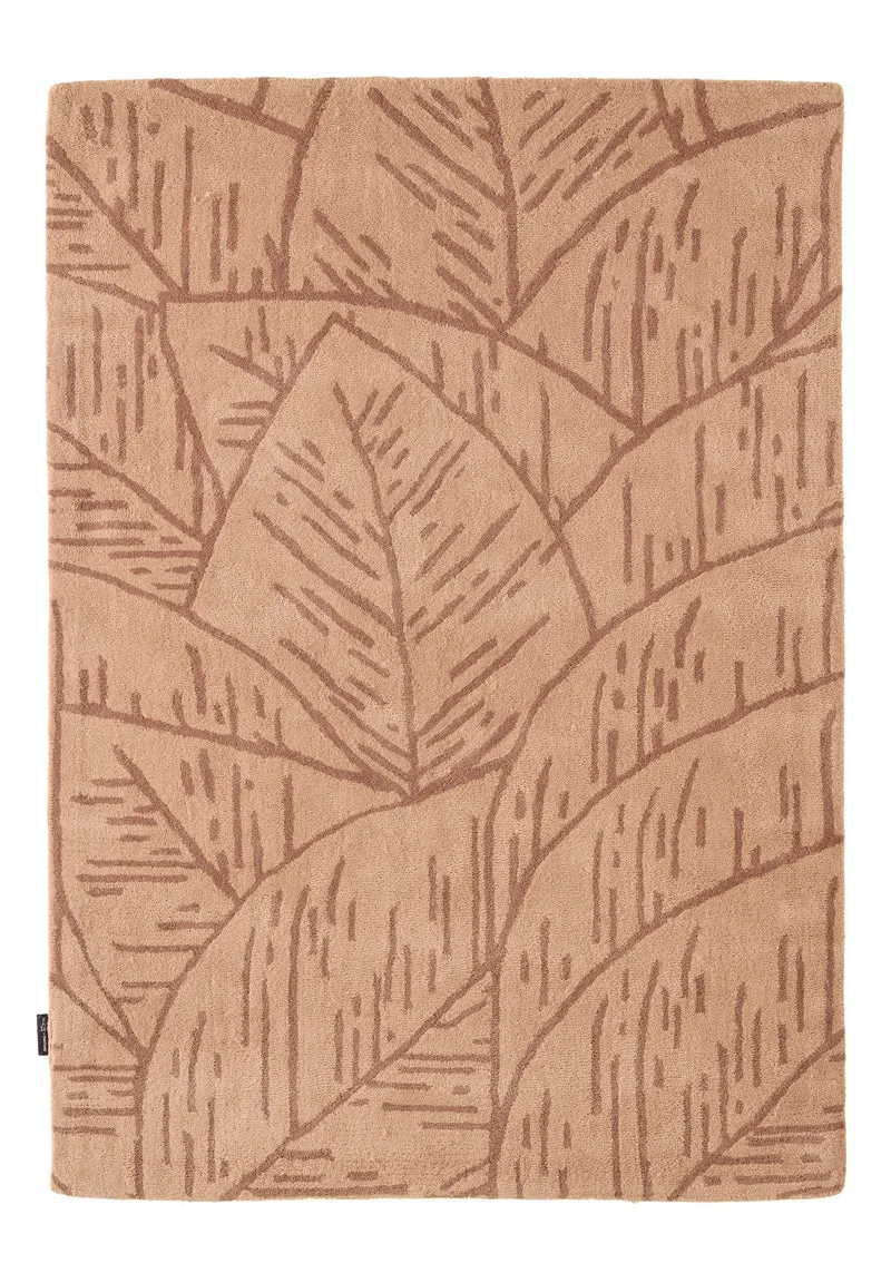 Cèdre blanc – Tapis en laine feuillage - marron