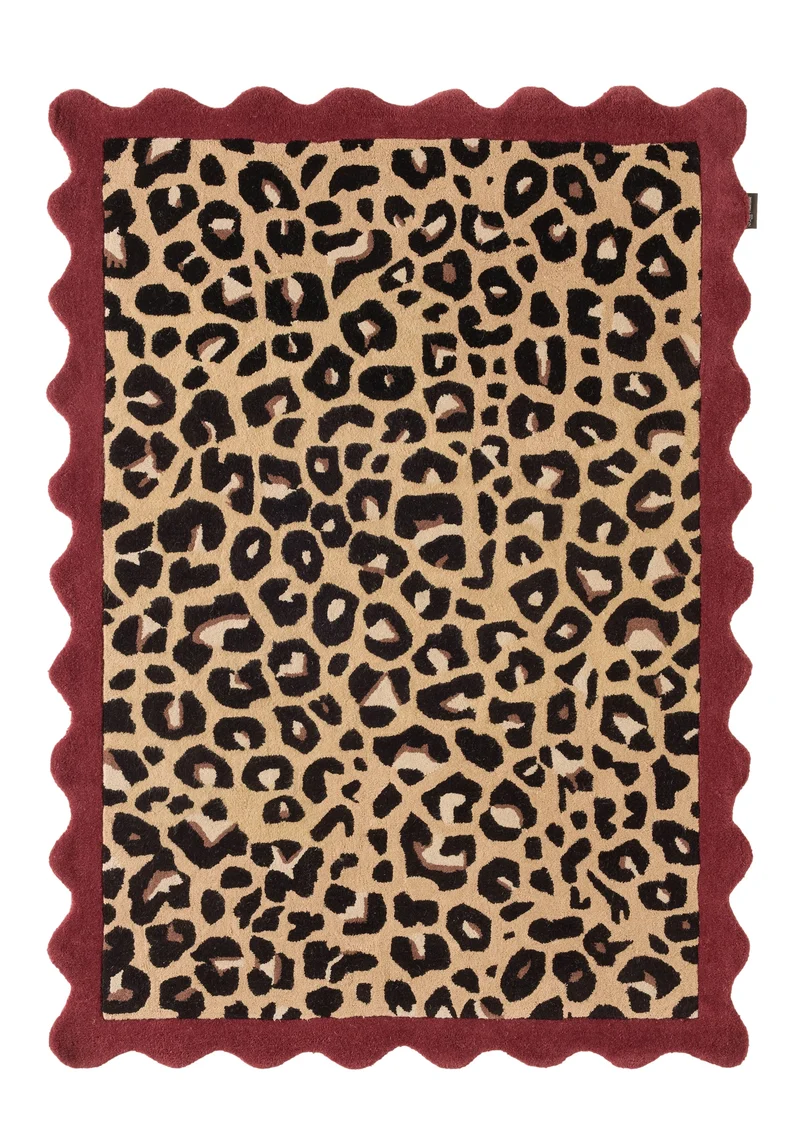 Âme fauve – Tapis en laine motif léopard - bordeaux
