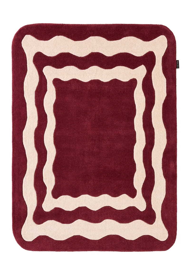 Rouge d'orage – Tapis en laine wavy - Bordeaux