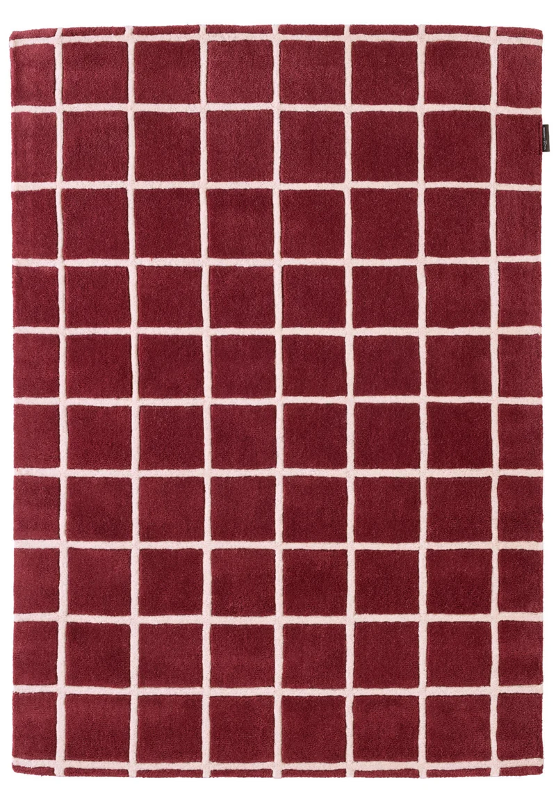 Rouge d'orage – Tapis en laine linéaire - Bordeaux