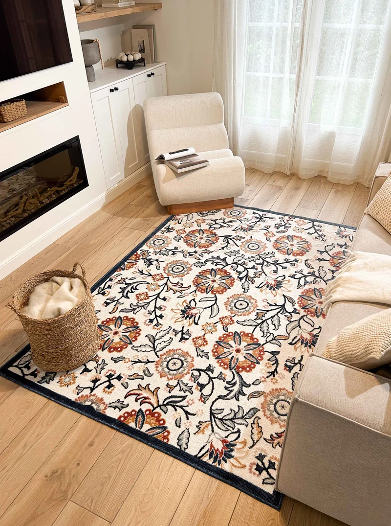 GARDEN - Tapis d'intérieur et extérieur blanc à motifs fleuris colorés - GAR471MUL