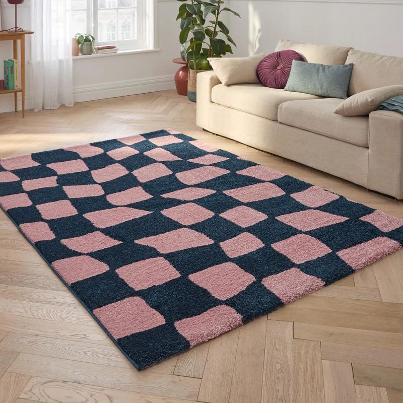 GROOVY - Tapis vintage année 70 bleu - GRO383BLE