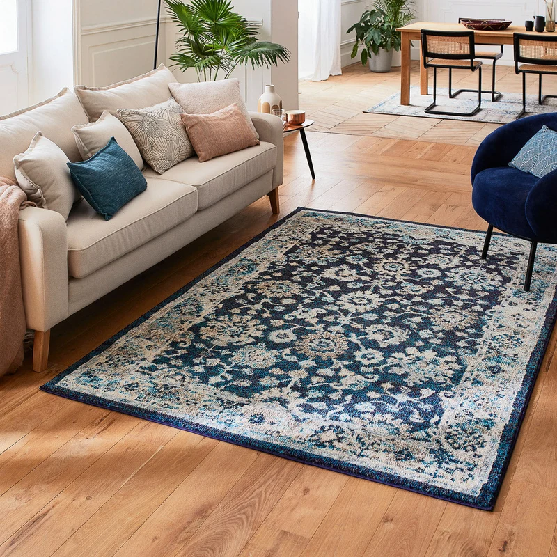 ANATOLIA - Tapis vintage bleu pétrole - ANA581BLE