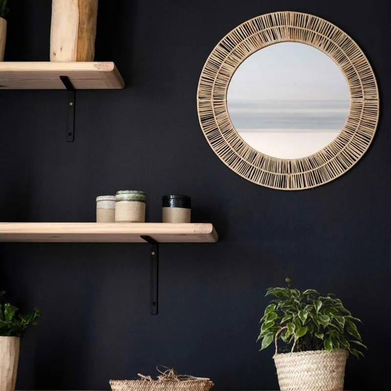Miroir Mural Rond Tressé en Raphia Naturel Artisanal - 2 Tailles