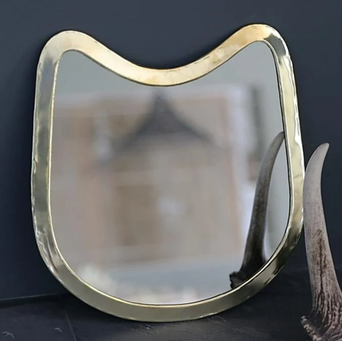 Miroir Mural en Laiton Doré X Cat 28cm