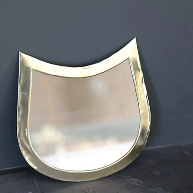 Miroir Mural en Laiton Doré X Cat 22cm
