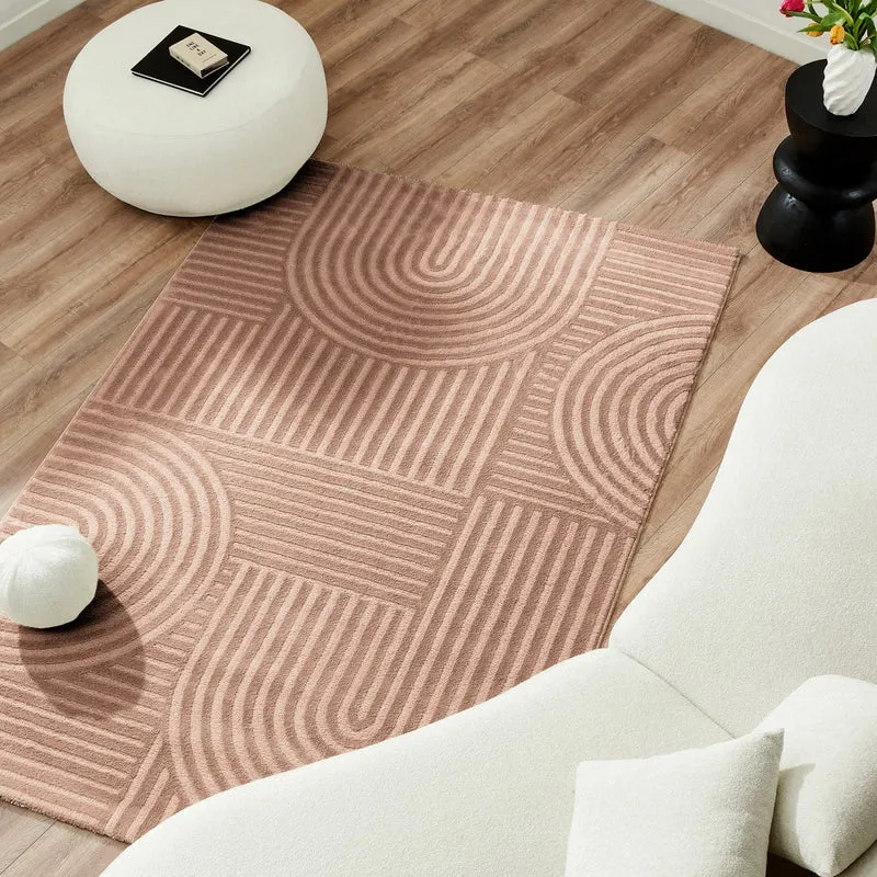 BIANCA - Tapis salon mocca à motif arc - BIA163MOC