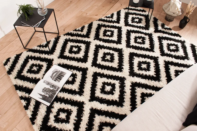SHATAV Tapis shaggy noir 150x220cm