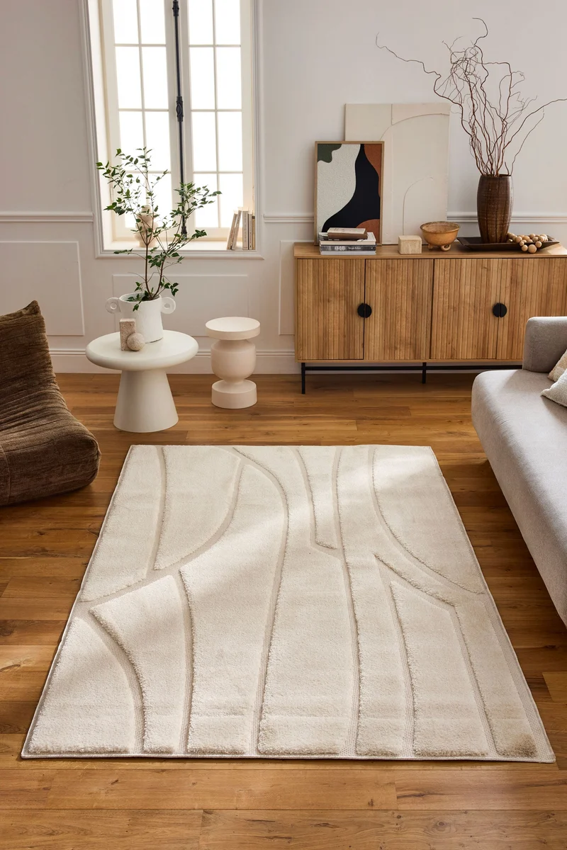 ROMY - Tapis crème texturé en relief (co-création Jenny Gevaert x Nazar Rugs)
