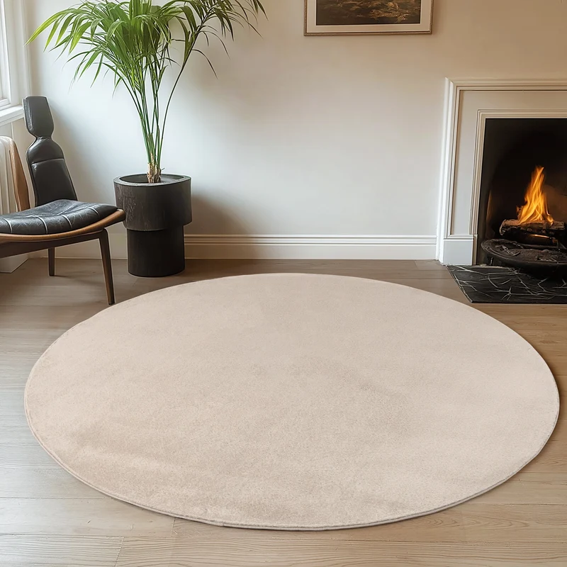 ALBA - Tapis Crème Rond à Poils Courts Doux - ALB1400CRE