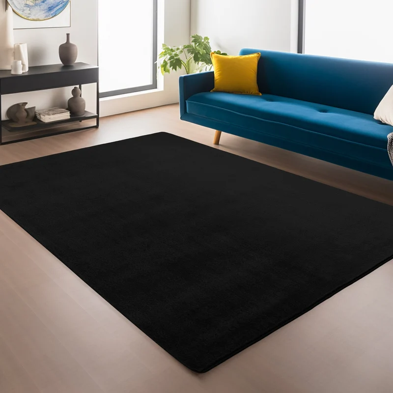ALBA - Tapis Noir à Poils Courts Doux - ALB1400NOI