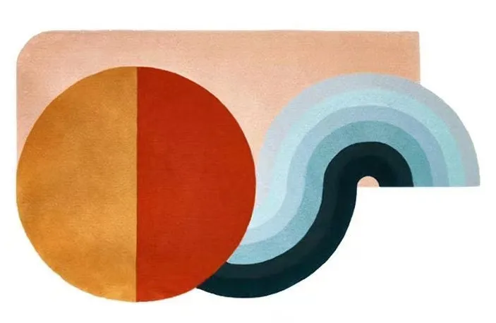 Tapis Irrégulier Orange et Bleu