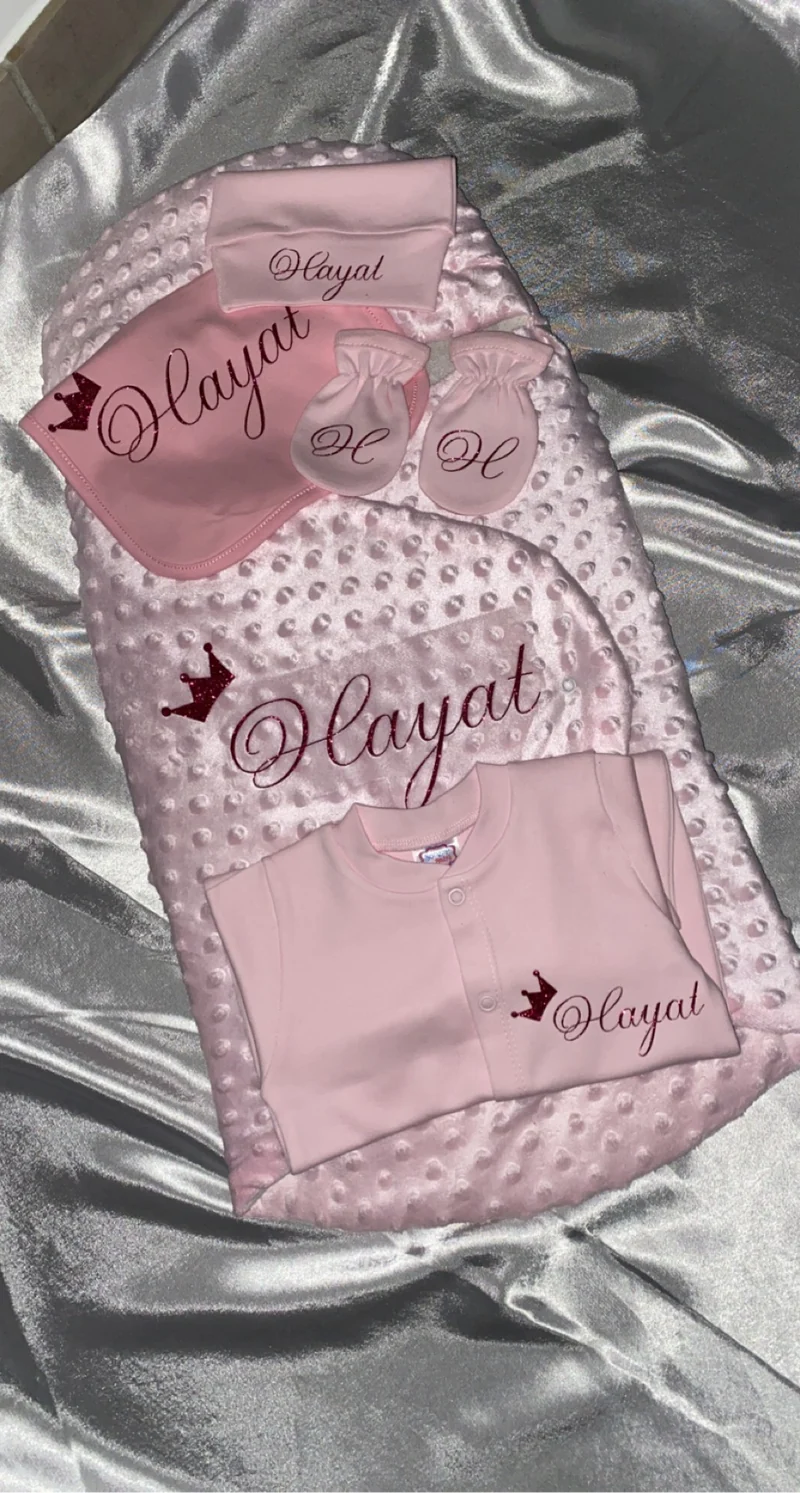 Set 3 pièces rose personnalisé