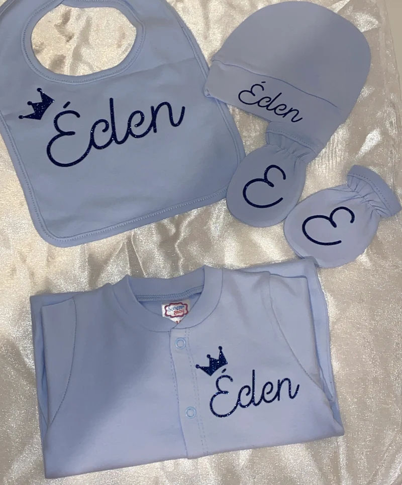 Set 3 pièces bleu personnalisé