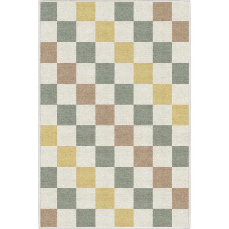 tapis à carreaux multicolores