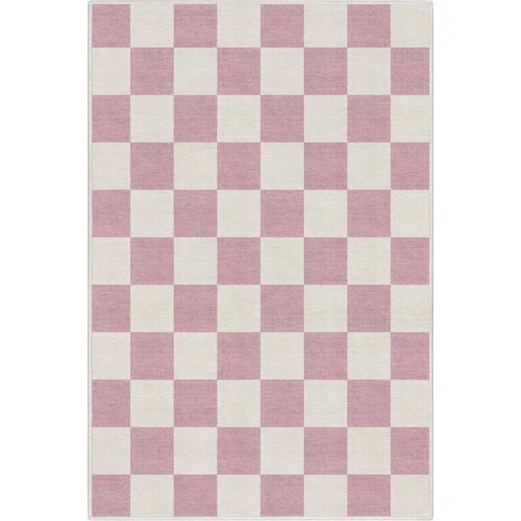 tapis carreaux rose