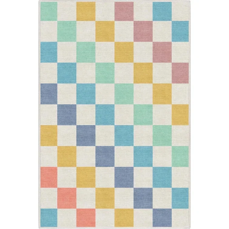 tapis carreaux multicolores