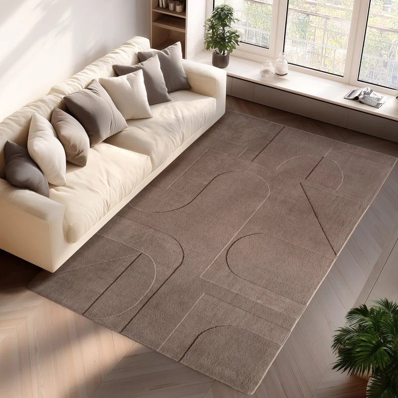 LENNY - Tapis de salon Beige au motif Artistique - LEN1614BEI