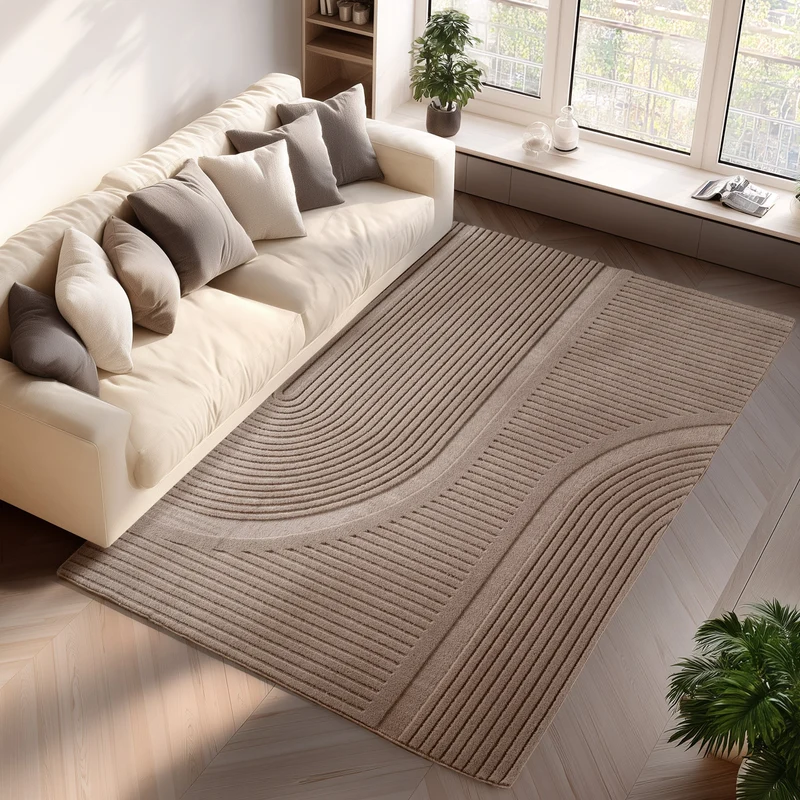 LENNY - Tapis de salon Beige au motif Graphique - LEN1612BEI