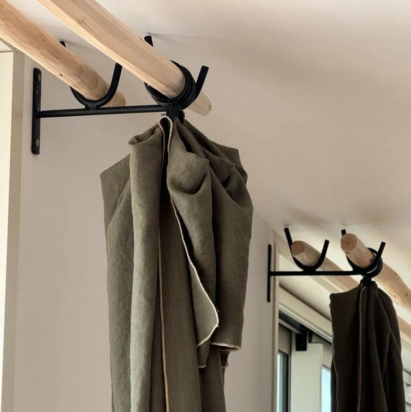 Potence Murale en Métal Noir – Double Support en V pour Tringle ou Suspension Déco