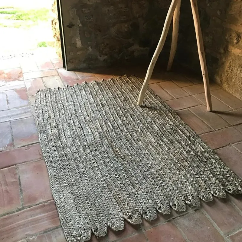 Natte Tressée en Feuille de Palmier - 125 × 85 cm Fait Main