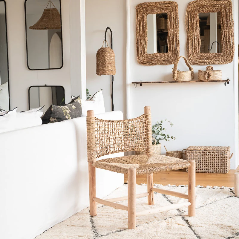 Chaise bohème en bois et corde tressée - Création artisanale COSYDAR
