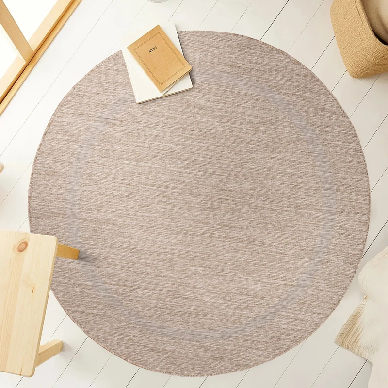 FARO - Tapis intérieur extérieur rond à motif - FAR4311BEI