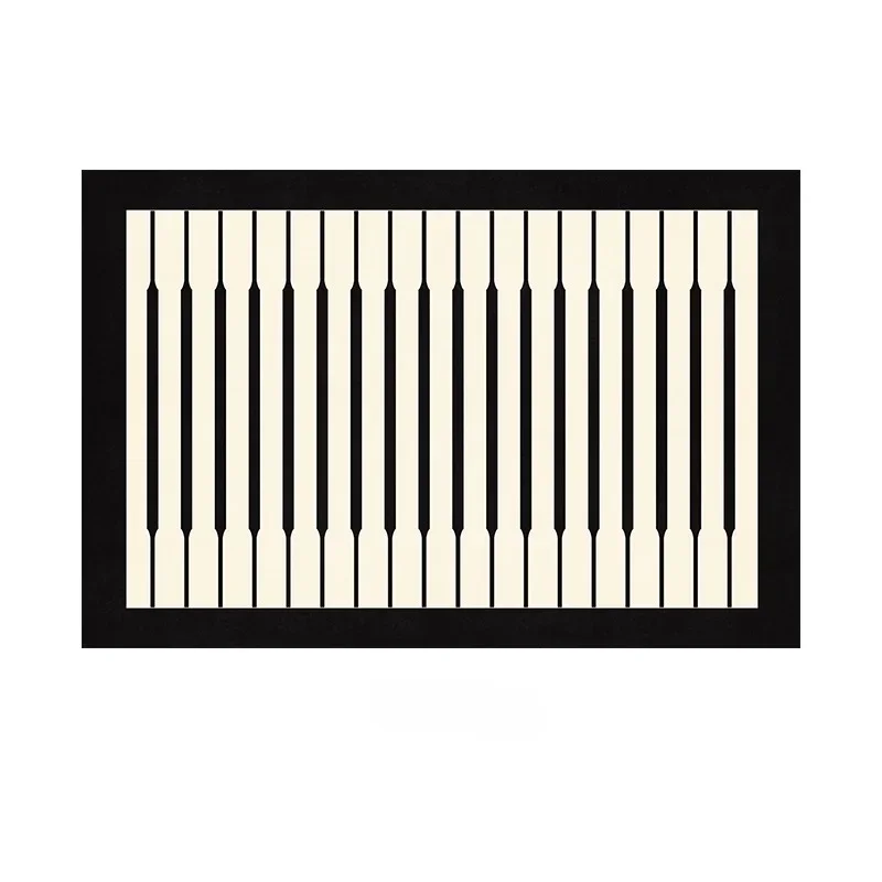 Tapis Beige Rayé Noir