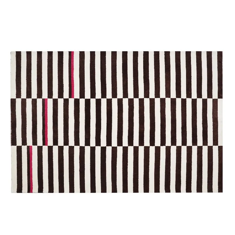 Grand Tapis Rayé Noir et Blanc