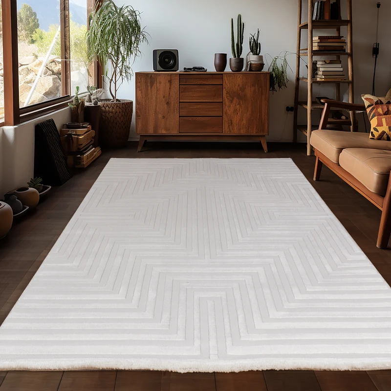 OIA - Tapis moderne à motif géométrique et nuances ton sur ton - OIA1111CRE