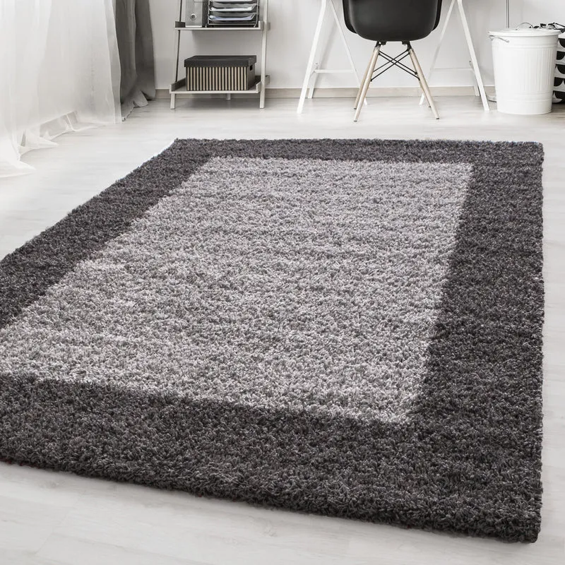 OTTA - Tapis Shaggy à motif Cadre - OTT1503GRI