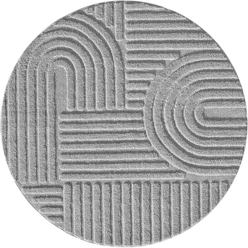 TURIN - tapis rond design en relief - TUR1121SIL
