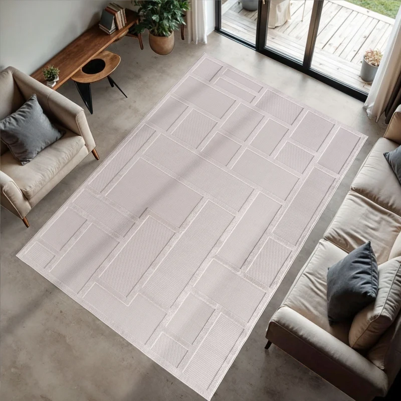 CALVI - Tapis moderne à relief géométrique - CAL1657CRE