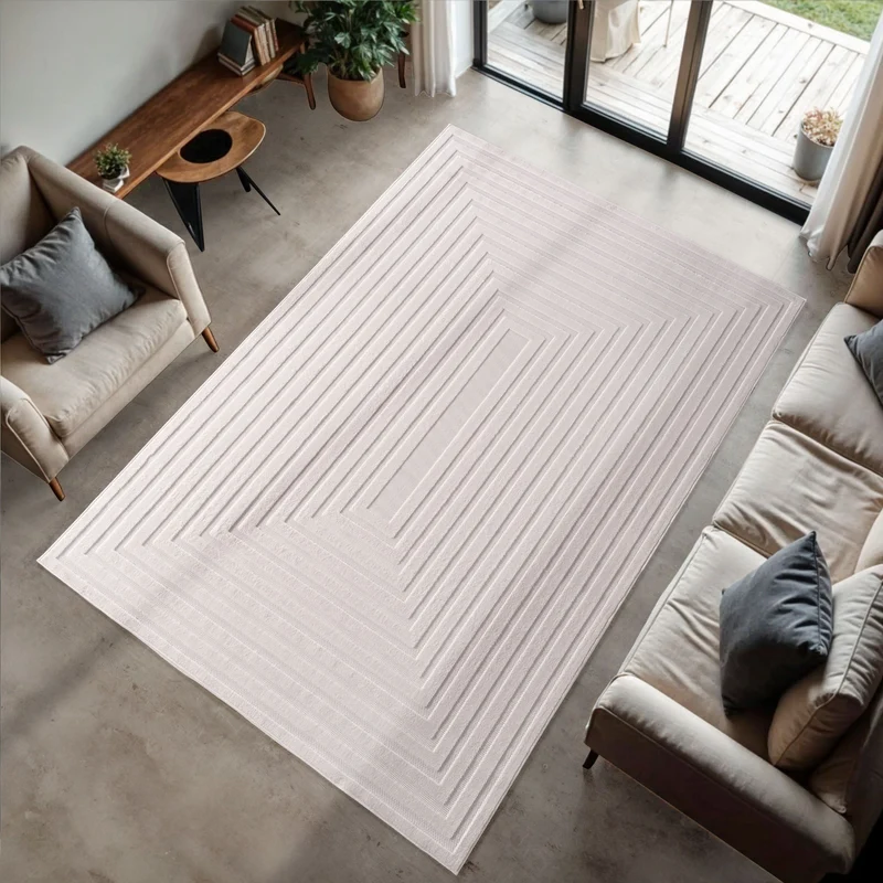 CALVI - Tapis moderne à relief géométrique - CAL1653CRE
