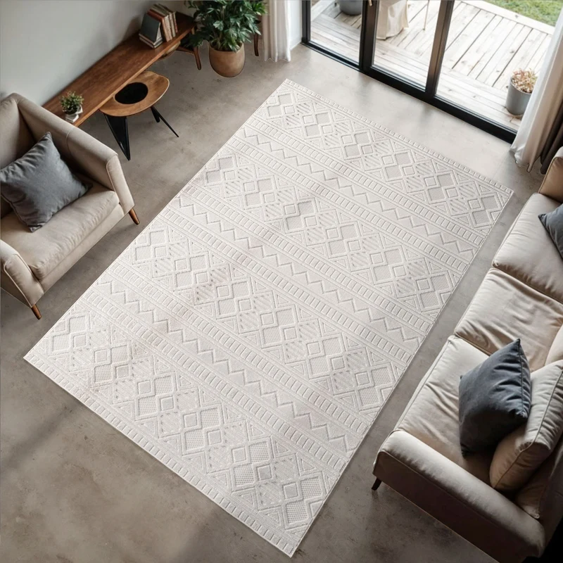 CALVI - Tapis moderne à relief géométrique - CAL1652CRE