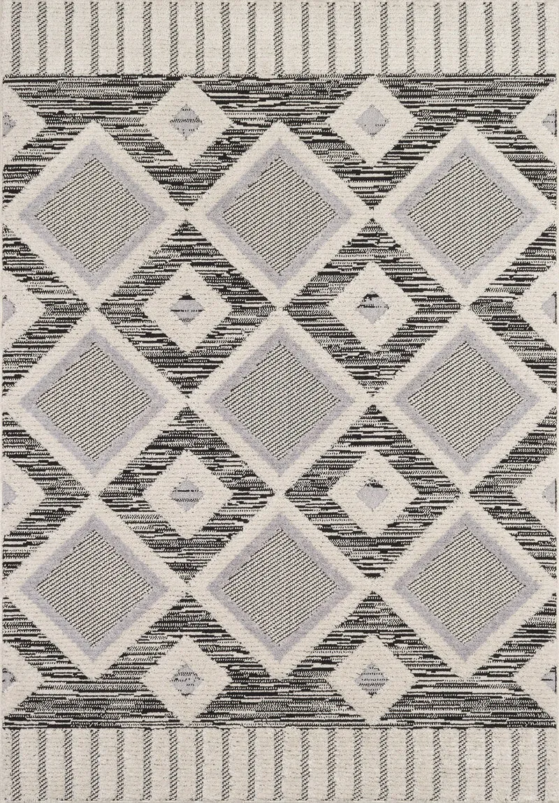 NALA - Tapis reliefs losanges anthracites - NAL651ANT